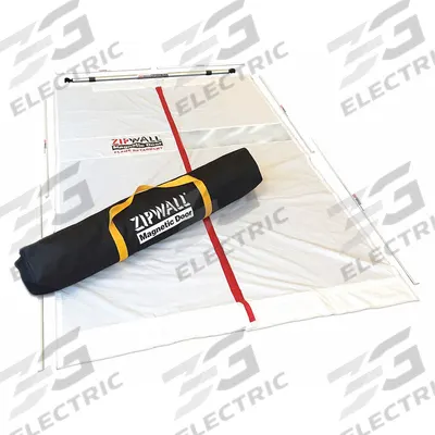ZIPWALL Magnetic Dust Barrier Door Kit: Door, 4 1/2 ft Wd, 7.2 ft Ht, Plastic, White - Dust Barrier Doors & Panels