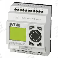 EATON Control Relay: (8) Digital, (4) Relay, 24/240V AC : 12/24V DC (MPN EASY-E4-UC-12RC1). Key specifications — attr211240: EATON; attr1072668: Clock Included; attr1075941: (8) Digital; attr1075943: (4) Relay.