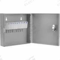 Key Cabinet: 10 Key Capacity, Single Key Lock, Steel, Gray, 6 3/4 in Ht, 6 1/2 in Wd, 2 in Dp (MPN CB13362). Key specifications — Brand: BARSKA; Finish: Matte; Includes Key Tags: Includes Key Tags; Includes Mounting Hardware: Mounting Hardware Included; Color: Gray; Mounting Location: Wall; Material: Steel.