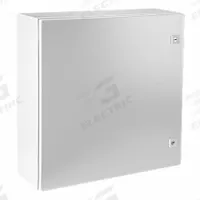 RITTAL Enclosure: Steel, 23 in x 23 in x 8 in, NEMA 1/12/3R/4, Solid Cover, Hinged (MPN WM242408NC). Key specifications — Closure Method: 1/4-Turn Latch; Brand: RITTAL; Knockouts: Not Included.