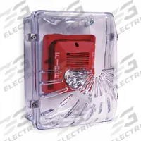 SAFETY TECHNOLOGY INTERNATIONAL Audible and Strobe Guard: Polycarbonate, 8 1/2 in Overall Dp (MPN STI-1210D). Key specifications — Manufacturer Part Number: STI-1210D; Brand: SAFETY TECHNOLOGY INTERNATIONAL; Color: Clear; For Location: Indoor; For Use With: Horn/Strobe Appliances; Includes: Mounting Hardware; Mounting Location: Wall Mount; Mounting Style: Surface Mount.