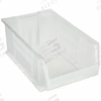 AKRO-MILS Super Size Bin: 20 in Overall Lg, 12 3/8 in x 8 in, Clear, Stacking Capable (MPN 30281SCLAR). Key specifications — Mobility: Stationary; Material: Plastic; Brand: AKRO-MILS; Stackable: Stacking Capable.