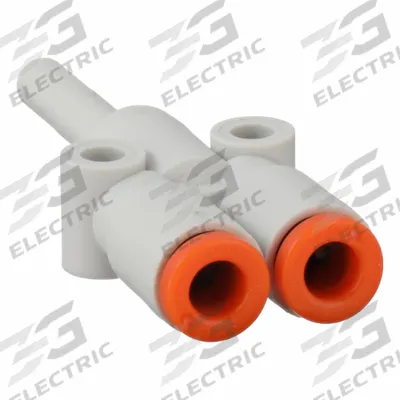 SMC Push-Fit Wye Fitting: 5/32 in OD x 5/32 in OD x 5/32 in OD Size - Polybutylene & Brass Tube Fittings