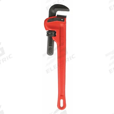 RIDGID Heavy-Duty Pipe Wrench: Cast Iron, 2 1/2 in Jaw Capacity, Serrated, 18 in Overall Lg - Straight Pipe Wrenches