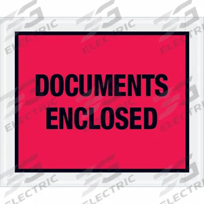 APPROVED VENDOR Packing List Envelopes: 12 in x 10 in, Documents Enclosed, Red, Centered - Printed Packing List Envelopes