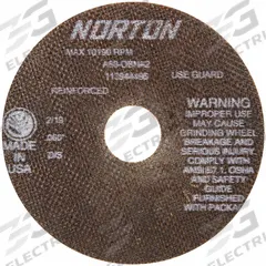 NORTON Cutoff Wheels: Type 1, 6" x 0.06" x 1 1/4", A60-OBNA2 (MPN 66252835165). Key specifications — Brand: NORTON; Wheel Hardness: O.