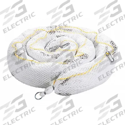 PIG Sorbent Boom: 5 in Dia, 10 ft Lg, 6 gal, Ring, White - Sorbent Socks