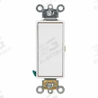 LEVITON Wall Switch: Rocker Switch, Single Pole, Momentary, White, 120/277V AC, 15 A (MPN 5655-2W). Key specifications — Illuminated: No; Voltage Rating: 120/277V AC.