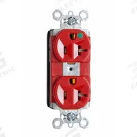 PASS & SEYMOUR Receptacle: Hospital Grade, Duplex, 5-20R, Red, 125V AC, 15 A, 2 Pole / 3 Wire (MPN PT8300HRED). Key specifications — attr1367147: PASS & SEYMOUR.