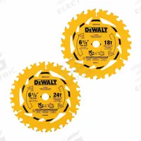 DEWALT Circular Saw Blade Set: 18_24 Teeth, 0.07 in Cut Wd, 5/8 in Arbor Size, Framing, Carbide (MPN DWA2612CMB). Key specifications — attr1116119: DEWALT; attr1145631: Wood.