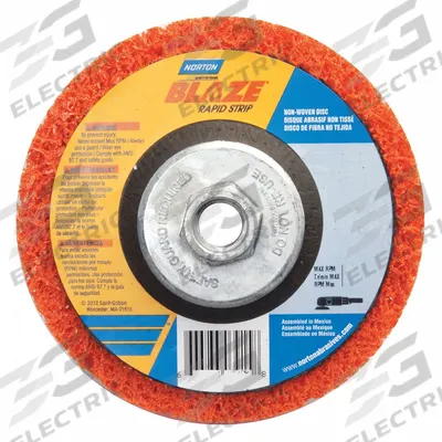 NORTON Non-Woven Depressed Center Disc: 4 1/2 in x 5/8"-11, Ceramic, Extra Coarse - Cool-Cutting Coating-Removal Discs for All Materials