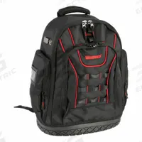 WESTWARD Tool Backpack: 17 in W 7 in D 19 in H, Polyester, Black, 19 Inside Pockets, Polyester (MPN 32PJ49). Key specifications — attr1116417: Rubber Bottom; attr1116432: WESTWARD; attr1116408: Black.