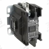 EATON Definite Purpose Magnetic Contactor: 1 Poles, 120V AC, 25 A, Non-Reversing (MPN C25ANB125A). Key specifications — Brand: EATON; Coil Voltage: 110-120V AC; Contactor Style: HVACR Definite Purpose Contactor; Frame Size: A; Terminal Connection Type: Quick-Disconnect Terminals; Maximum Voltage Rating: 690V AC; Series: C25 Series; Phase: Single.