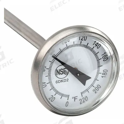 APPROVED VENDOR Dial Pocket Thermometer: 0°F to 220°F, +/- 2°F, 5 in Stem Lg - NSF-Rated Dial Pocket Thermometers