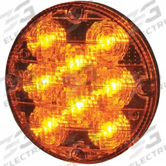 MAXXIMA Bus Warning Light: Perimeter Flashing Warning Light, Amber, LED, 12V DC (MPN M90070Y). Key specifications — Operating Voltage: 12V DC; Number of Flash Patterns: 1; Includes: Mounting Gasket; Electrical Connection: Blunt Cut Wires; Mount Type: Screw; Brand: MAXXIMA; Shape: Round.