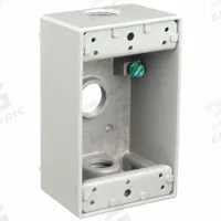 BELL Electrical Box: Aluminum, Rectangular, 1 Gangs, 1/2 in Hub Size, 18.3 cu in Capacity, Gray (MPN 5320-0). Key specifications — Color: Gray; Brand: BELL.