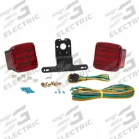 GROTE Trailer Lighting Kit: LED, Trailer Light, Red, Square, 4 3/4 in Overall Ht, 3 in Overall Wd (MPN 65880-5). Key specifications — Standards: CMVSS 108; Electrical Connection: Wire Harness; Brand: GROTE; Installation Type: Removable; Lens Color: Red; Mount Type: Stud; Lighting Technology: LED; Hardware Included: (4) Bolts.