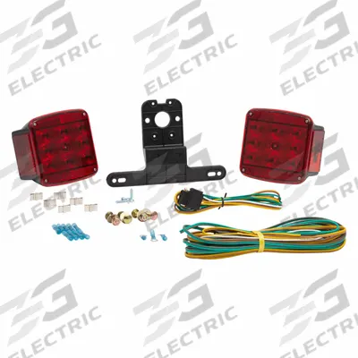 GROTE Trailer Lighting Kit: LED, Trailer Light, Red, Square, 4 3/4 in Overall Ht - Trailer Light Kits