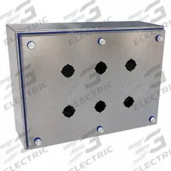 HAMMOND Push Button Enclosure: 22mm, 6 Holes, 304 Stainless Steel, NEMA 12/3R/4/4X (MPN HYMPB6SS). Key specifications — Brand: HAMMOND; Environments & Applications: Indoor Dust & Water Droplets.