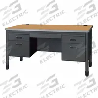 REGENCY Double Pedestal Desk: Laminate, Oak, 2 Pedestals, 7 Drawers, 60 in Overall Wd, Configurable (MPN 66266DPCDMO). Key specifications — Desktop Material: Laminate; Includes Modesty Panel: Yes; Kit Product Type: Double Pedestal Desk; Desktop Color: Oak; Brand: REGENCY; Frame Color: Gray; Frame Material: Steel; Product Type: Double Pedestal Desk.