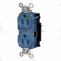 HUBBELL Receptacle: Hospital Grade, Duplex, 5-15R, Blue, 125V AC, 15 A, 2 Pole / 3 Wire (MPN HBL8200STBL)