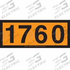 LABELMASTER Orange Panel Placard: 1760, 6 5/16 in x 15 3/4 in, 6 5/16 in Label Ht, Vinyl, 25 PK (MPN ZOPEZ1760). Key specifications — Brand: LABELMASTER; Message: 1760.