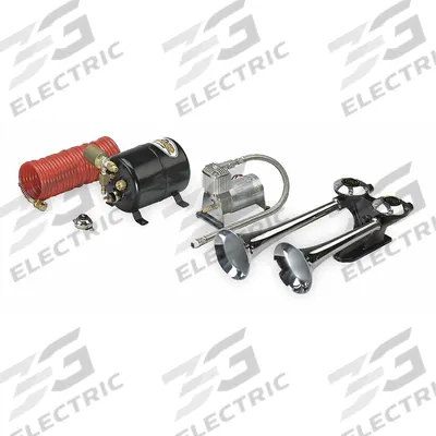 WOLO Air Horn: 12V DC, Low Tone, Air, Black, Unfinished, 125 dB Sound Level - Max - Air-Powered Horn Kits