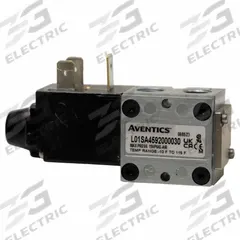 AVENTICS Solenoid Air Control Valve: Series L01, Single Solenoid, Four-Way / Two-Position, 24V DC (MPN L01SA4594000061). Key specifications — attr1076719: L01SA4594000061; attr1076777: Non-Locking; attr1076785: Solenoid Air Control Valve; attr1076787: Spring Return; attr1076800: 24V DC; attr1076739: Plug-In.