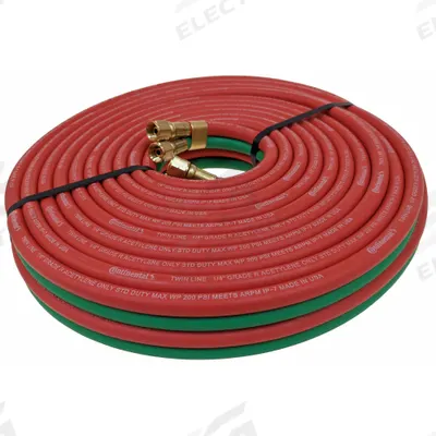 CONTINENTAL Twin Line Welding Hose: 1/4 in Hose Inside Dia., Green/Red, BB x BB, 100 ft Hose Lg - Grade R Twin-Line Welding Hose Assemblies