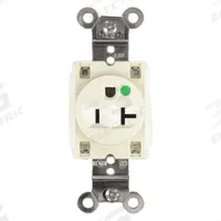 HUBBELL Receptacle: Hospital Grade Fed. Spec., Single, 5-20R, Ivory, 125V AC, 20 A, 2 Pole / 3 Wire (MPN HBL8310I)