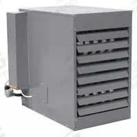 DAYTON Gas Wall and Ceiling Unit Heater: 250,000 BtuH Heating Capacity Input, Propeller, Propane (MPN 55FG80). Key specifications — Fuel Type: Propane; Combustion Type: Field Convertible; Brand: DAYTON; Fan Type: Propeller; Gas Connection Size, Gas Connection Type: 3/4 in NPT, Male; Overall Dimensions - H x W x D: 33-3/4 in x 37-1/4 in x 43-1/2 in.