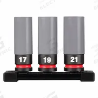 MILWAUKEE Lug Nut Wheel Socket Set: 1/2 in Drive Size, 17 mm/19 mm/21 mm Socket Size, 3 Pieces, 0 (MPN 49-66-7830). Key specifications — attr1204251: MILWAUKEE; attr1215453: 1/2 in; attr1215454: 17 mm to 21 mm; attr1224229: Friction.