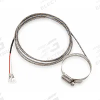 TEMPCO Pipe Clamp Thermocouple: 32°F to 2,300°F /0°C to 1,260°C, Type K, Hose Clamp (MPN TPW00040). Key specifications — Brand: TEMPCO; Cable Material: Fiberglass with Stainless Steel Braid; Cable Length: 12 ft; Accuracy: ±2.2 °C or ±0.75 %, Whichever is Greater; Process Mounting Connection: Hose Clamp; Maximum Wire Gauge: 0.25 mm.