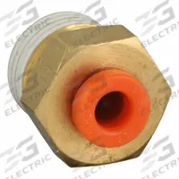 SMC Push-Fit Adapter Fitting: 1/8 in OD x 1/8 in Pipe Size, Push-to-Connect x MNPT, Brass, Brass (MPN KQ2H01-34AS). Key specifications — Brand: SMC; Thread Size A: 1/8".