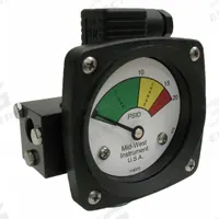 MIDWEST INSTRUMENT 3-Color Differential Pressure Indicator: 1,000 psig Max. Static Pressure, 522 (MPN 522A-020-LA). Key specifications — Brand: MIDWEST INSTRUMENT; Accuracy: ±5% of Full Scale; Sensor Material: Buna-N; Housing Material: Aluminum; Transition Points: 0 psid to 10 psid (Green) / 10 psid to 15 psid (Yellow) / 15 psid to 20 psid (Red).