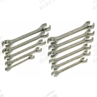 SK PROFESSIONAL TOOLS Flare Nut Wrench Set: Alloy Steel, Chrome, 11 Tools, 0° Opening Angle (Deg.) (MPN 371). Key specifications — attr309703: Chrome; attr309694: No; attr309702: Alloy Steel; attr309692: 184 in to 7/8 in; attr324936: SK PROFESSIONAL TOOLS.