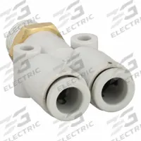 SMC Push-Fit Wye Fitting: 6 mm OD x 6 mm OD x 1/8 in Pipe x 6 mm Pipe Size, Tube x Tube x BSPT x NPT (MPN KQ2U06-01AS). Key specifications — Brand: SMC.