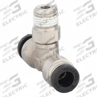 PARKER Push-Fit Tee Fitting: 1/4 in OD x 1/4 in OD x 1/8 in Pipe Size, Brass, 1 11/16 in Overall Lg (MPN W172PLP-4-2). Key specifications — Brand: PARKER.