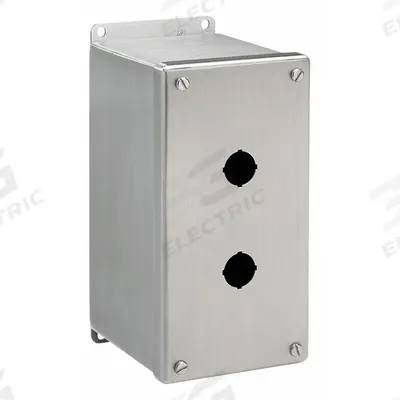 HOFFMAN Push Button Enclosure: 22mm, 2 Holes, 304 Stainless Steel - Enclosures for 22mm Operators