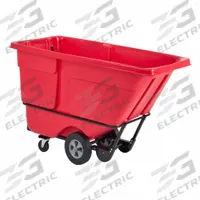 RUBBERMAID COMMERCIAL PRODUCTS Tilt Truck: 27 cu ft, 1,250 lb, 34 in L x 72 1/4 in W x 43 5/8 in H (MPN FG131500RED). Key specifications — Color: Red; Brand: RUBBERMAID COMMERCIAL PRODUCTS; Caster/Wheel Configuration: (2) Swivel.