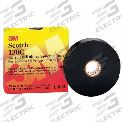 3M Electrical Tape: 3/4 in Wd, 10 yd Lg, 30 mil Thick, Ethylene Propylene Rubber - High-Voltage Electrical Tape