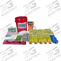 READY AMERICA Survival Kit: 208 Components, Cylinder, 5 People Served (MPN 70510). Key specifications — Rations Included: (5) 400 Calories Food Bars; First Aid Supplies Included: (2) Fingertip Fabric Bandages; Housing Material: Plastic; Container Type: Cylinder; Hygiene Supplies Included: (5) Toothpastes; PPE and Shelter Supplies Included: Bucket Lid; Power and Lighting Supplies Included: (5) 12 hr Emergency Lightsticks; Tools Included: First Aid Guide.