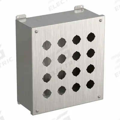 HAMMOND Push Button Enclosure: 30mm, 16 Holes, 304 Stainless Steel - Enclosures for 30mm Operators