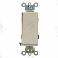 LEVITON Wall Switch: Rocker Switch, 4-Way, Maintained, Ivory, 120/277V AC, 20 A (MPN 5624-2I). Key specifications — Illuminated: No; Voltage Rating: 120/277V AC.