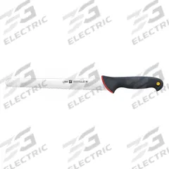 ZWILLING J.A. HENCKELS Knife: Scalloped, 12 in Overall Lg, Stainless Steel Blade, Black Handle (MPN 33106-301). Key specifications — Sub-brand: Kolor ID; Brand: ZWILLING J.A. HENCKELS; Blade Material: Stainless Steel; Blade Type: Scalloped; Handle Color: Black; Handle Material: Polypropylene; Knife Type: Bread Knife; NSF Certified: Yes.