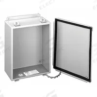HOFFMAN Enclosure: Steel, 4 in x 4 in x 3 in, NEMA 12/13, Solid Cover, Clamp On (MPN A404LP). Key specifications — Brand: HOFFMAN; Closure Method: Clamps; Knockouts: Not Included.