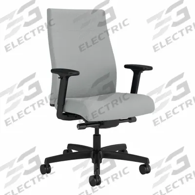 HON Office Chair: Ignition 2.0, Ht/Left/Right Slide, Gray, Vinyl Material - Adjustable-Arm Office Chairs
