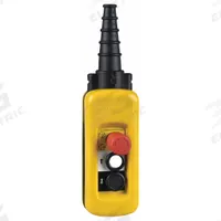 SCHNEIDER ELECTRIC Pendant Control Station: (2) Push Buttons/Emergency Stop, 1NO/1NC, NEMA 1/4/4X/5 (MPN XACA2813). Key specifications — AC Contact Rating: 1.2 A @ 600 V; Action: Maintained/Momentary/Momentary; DC Contact Rating: 0.27 A @ 250 V; Enclosure Material: Plastic; Hub Style: Dead-End; Legend: 1 Emergency Stop NC; Operator Configuration: (2) Push Buttons/Emergency Stop; Brand: SCHNEIDER.
