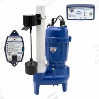 PRO SERIES PUMPS Sewage Ejector Pump: Cast Iron, Single Phase, 1/2 hp, 115V AC, 23 ft Max. Head (MPN E7055-VSC2-WiFi2). Key specifications — Impeller Material: Cast Iron; Rated Voltage: 115V AC; Hazardous Location Class: Not Rated; Brand: PRO SERIES PUMPS; Discharge Orientation: Horizontal; Switch: Piggyback Dual Micro-Reed Float.