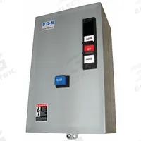 EATON IEC Magnetic Motor Starter: Non-Reversing, 3 Poles, Electronic Protection, 9 A, 480V AC (MPN ECX09C1CHA-R63/B). Key specifications — Brand: EATON; Pilot Lights Included: None; Auxiliary Contacts Included: 1NO/1NC.